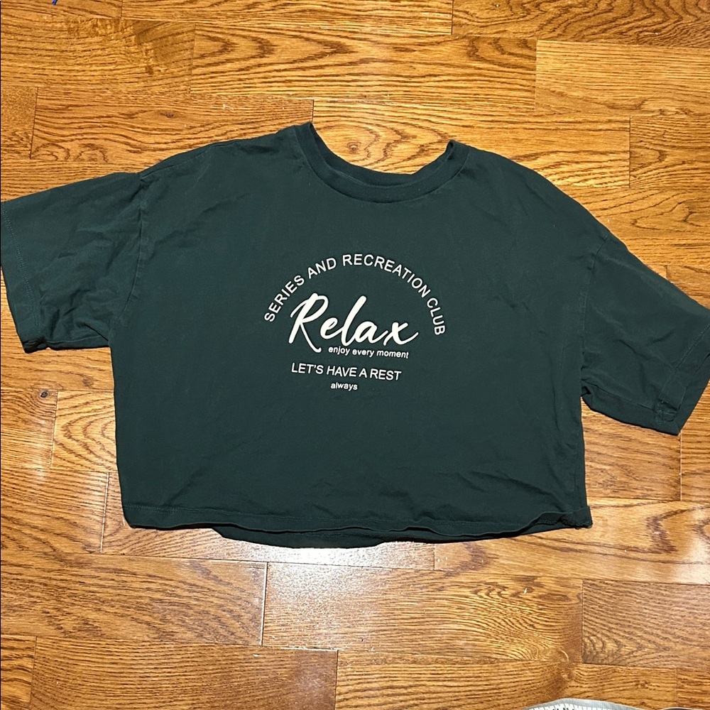 Green Relax Graphic T-Shirt cropped cotton